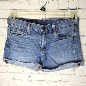 J Crew Indigo Denim Cuffed 5 Pocket Blue Jean Shorts Size 24